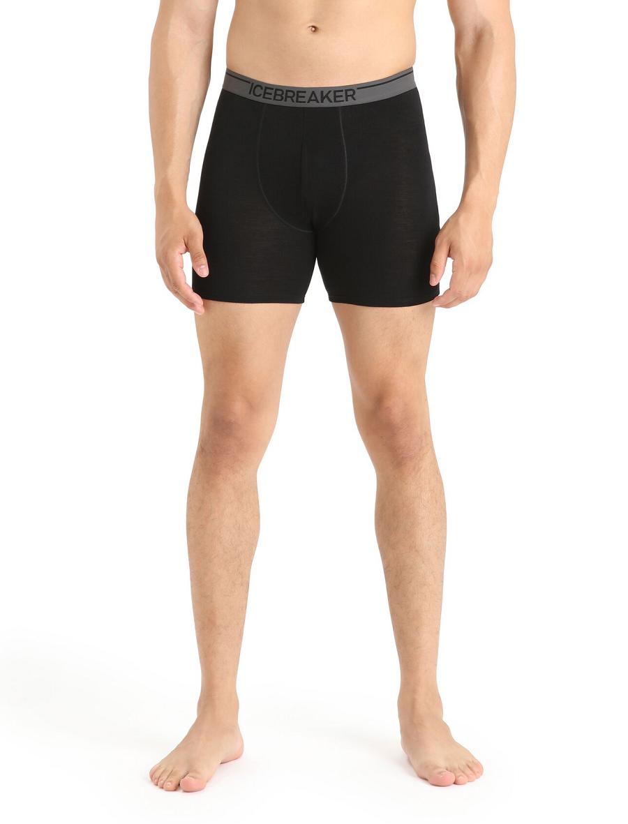 Icebreaker Merino Anatomica Long Boxers Miesten Alusvaatteet Mustat | FI 1285TCEV